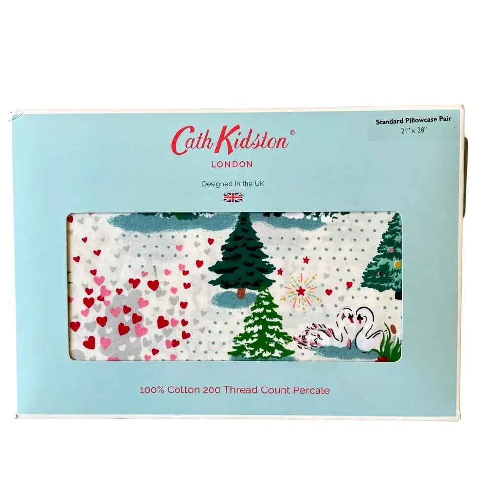 Cath Kidston London Shine Bright Christmas Holiday Standard Pillowcase Set NEW